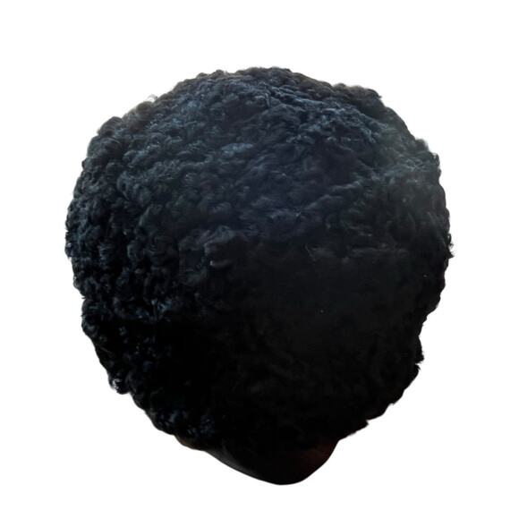 Vintage Persian Lamb Hat Women Size 6 5/8 Black Fitted Pill Box Squishee Winter - Picture 3 of 8